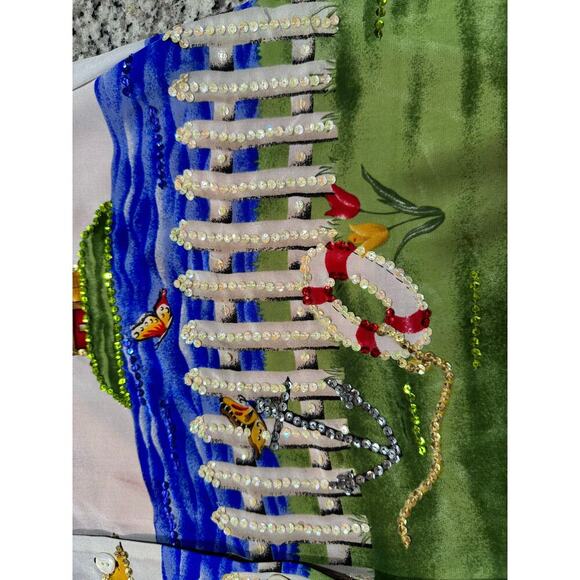 The Quacker Factory Shirt Nautical Sequins Size 2X 100% Silk Vintage NWT - Picture 7 of 12